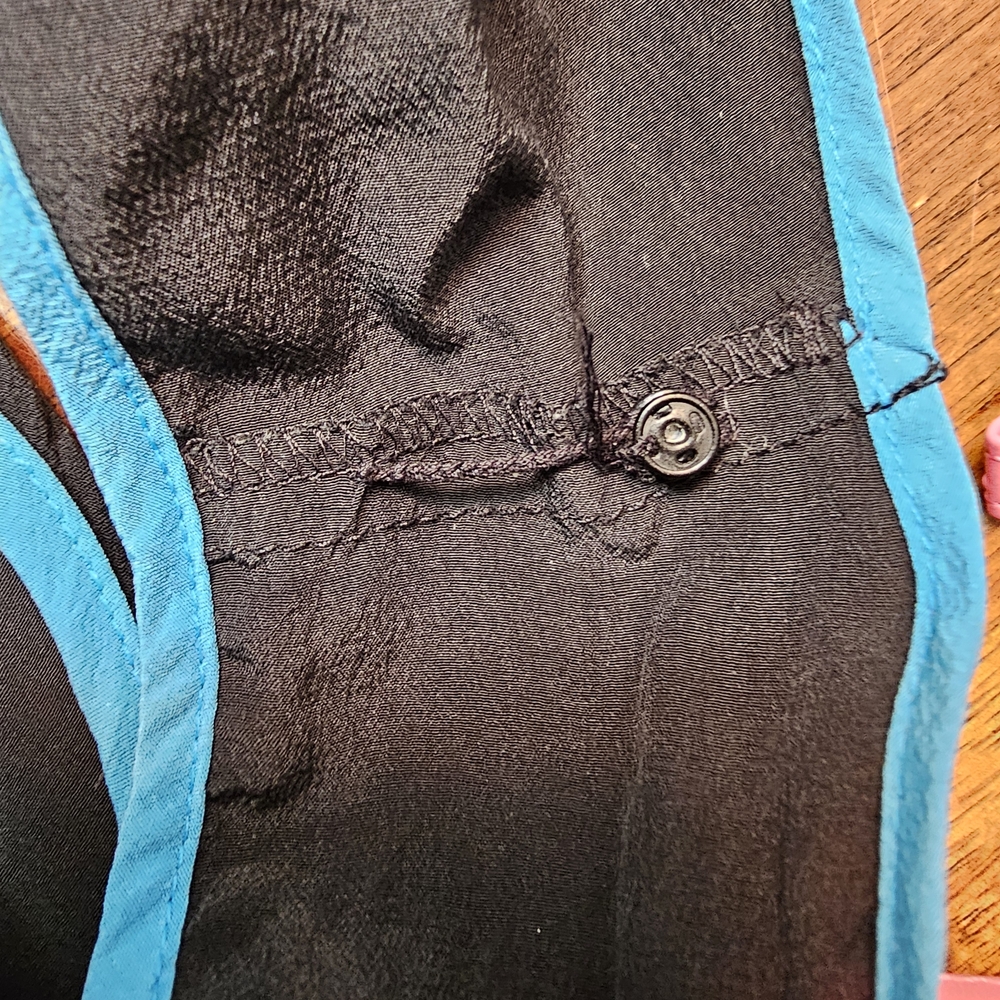 Bob Mackie Sleeveless Vintage 100% Silk Black Blue Embroidered Diamonds Large - Picture 4 of 8